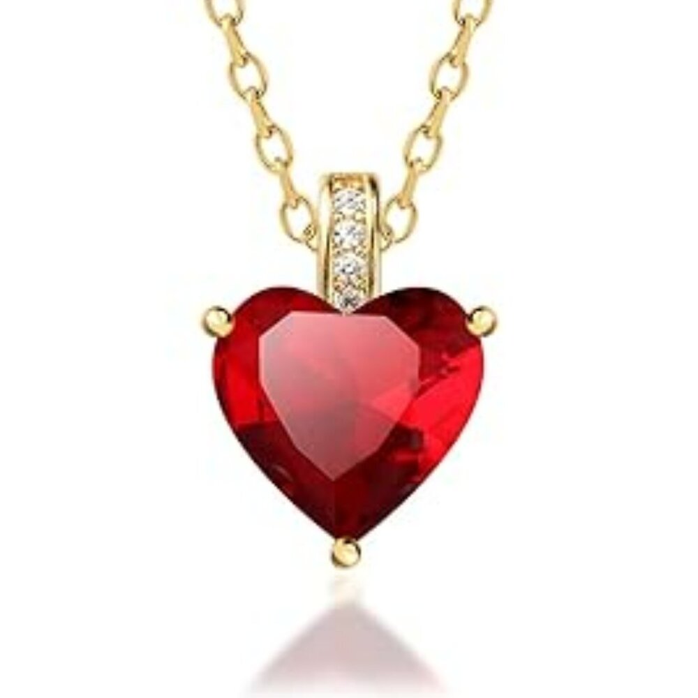 Beautiful Red Heart‎ Necklace on 16" Chain Great Gift idea for Valentines Day